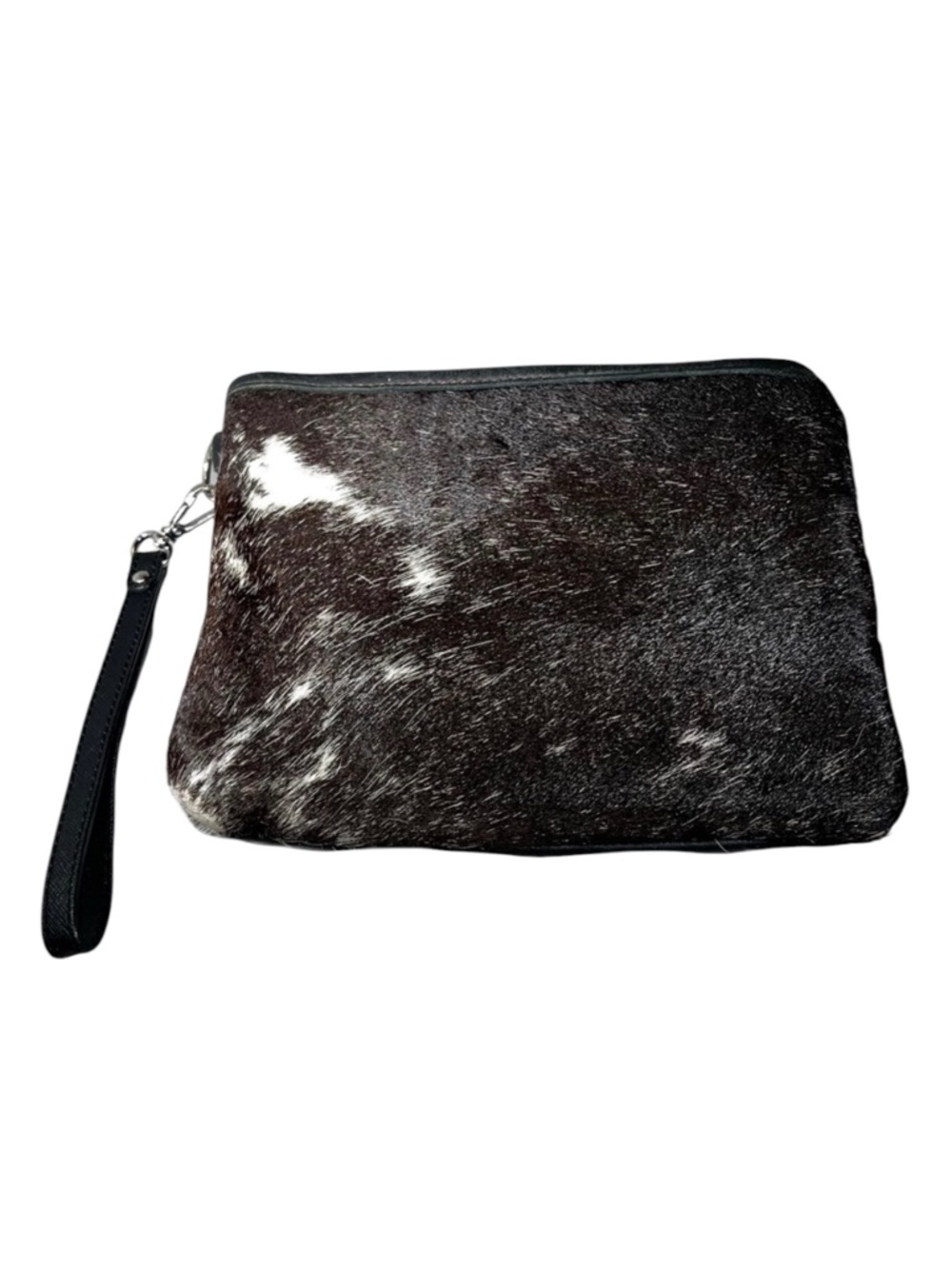 Stone Feather Road Genuine Leather & Fur Brown White and Black Western Wristlet